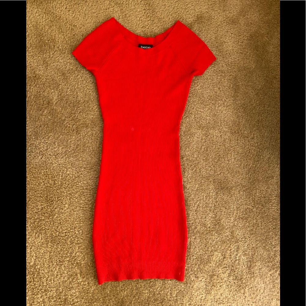 Bright orange Bebe mini dress